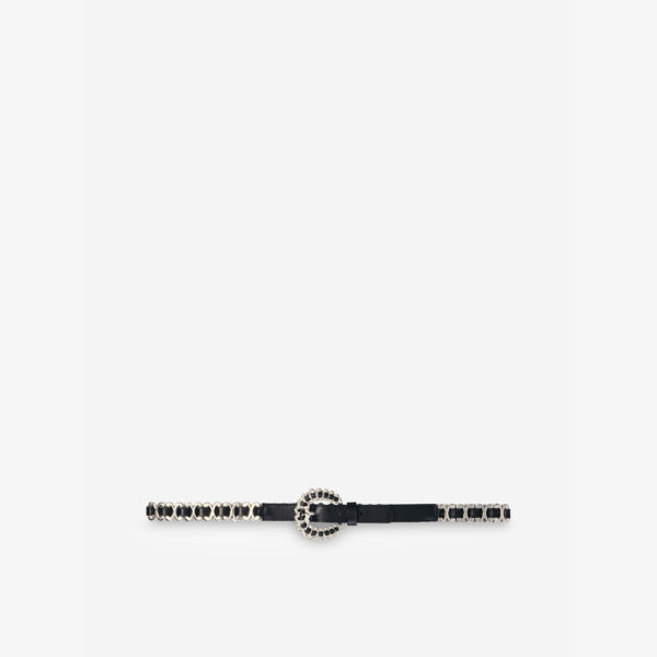 

Ремень кожаный Maje с цепью и декоративной пряжкой, черный