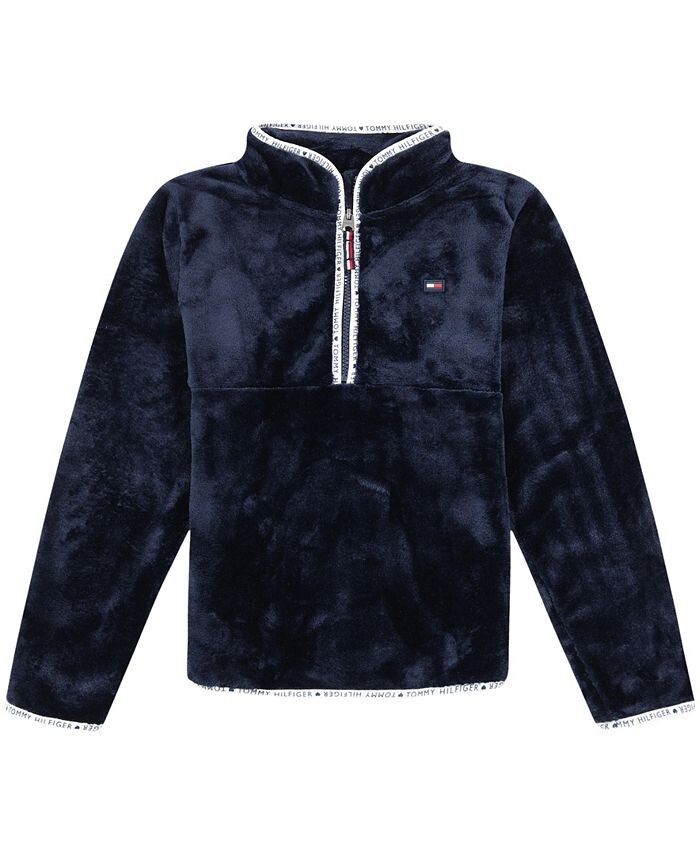 

Плюшевый свитшот с молнией в четверть для больших девочек Tommy Hilfiger, синий, Черный, Плюшевый свитшот с молнией в четверть для больших девочек Tommy Hilfiger, синий