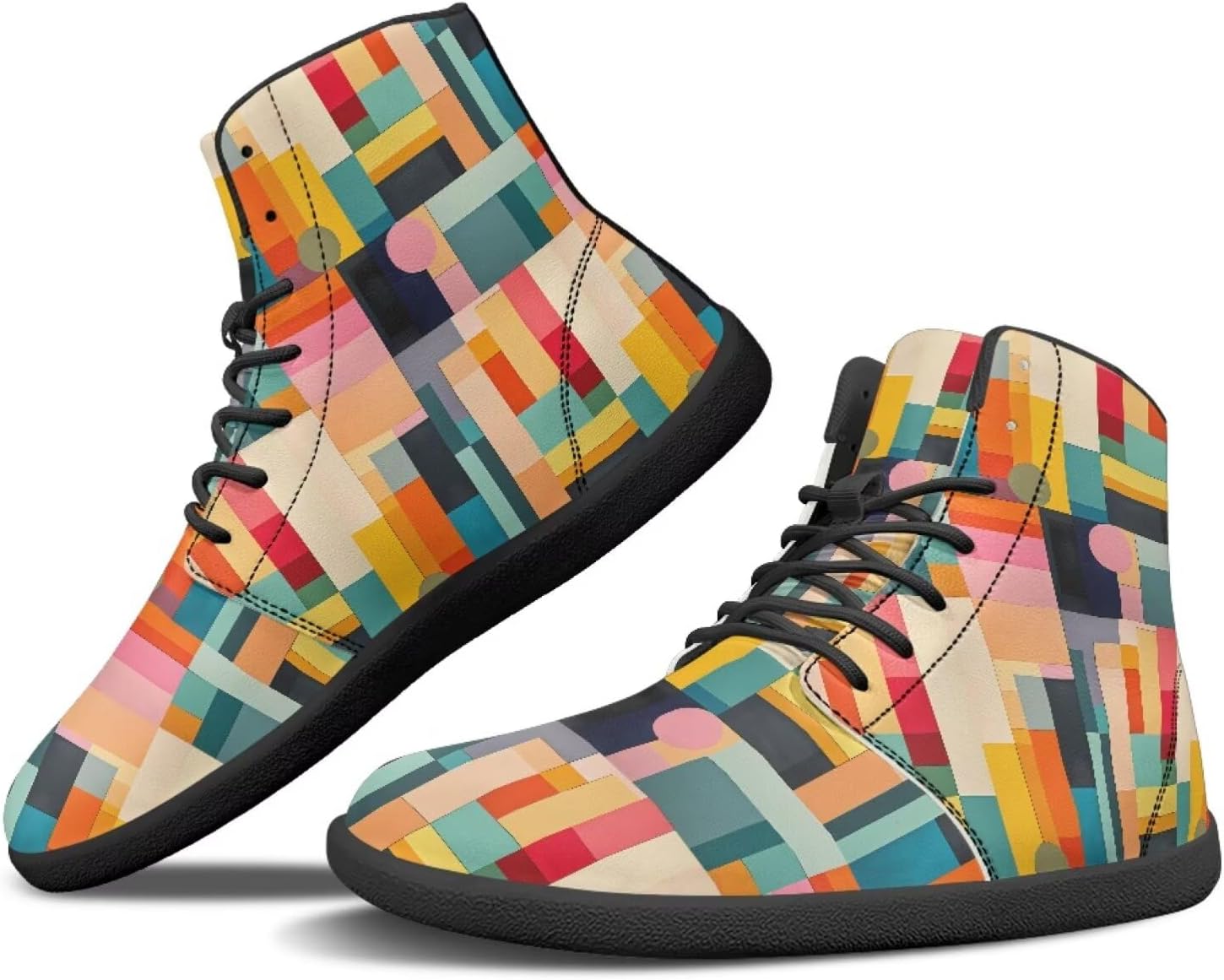 

Кроссовки Binienty Fashion Barefoot Flat для мужчин и женщин, Colourful Rectangles