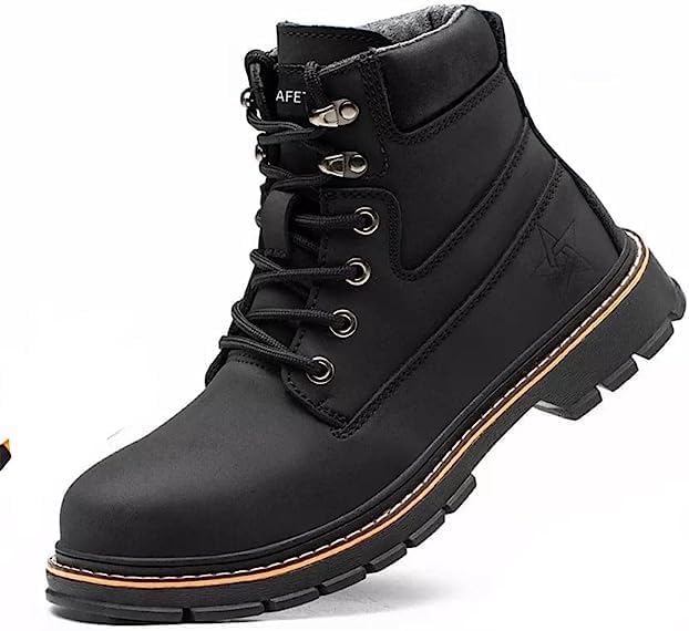 

Высокие ботинки OZK для мужчин с защитой от ударов и проколов, стальная носка, кожаные защитные ботинки для работы, водонепроницаемые, черный