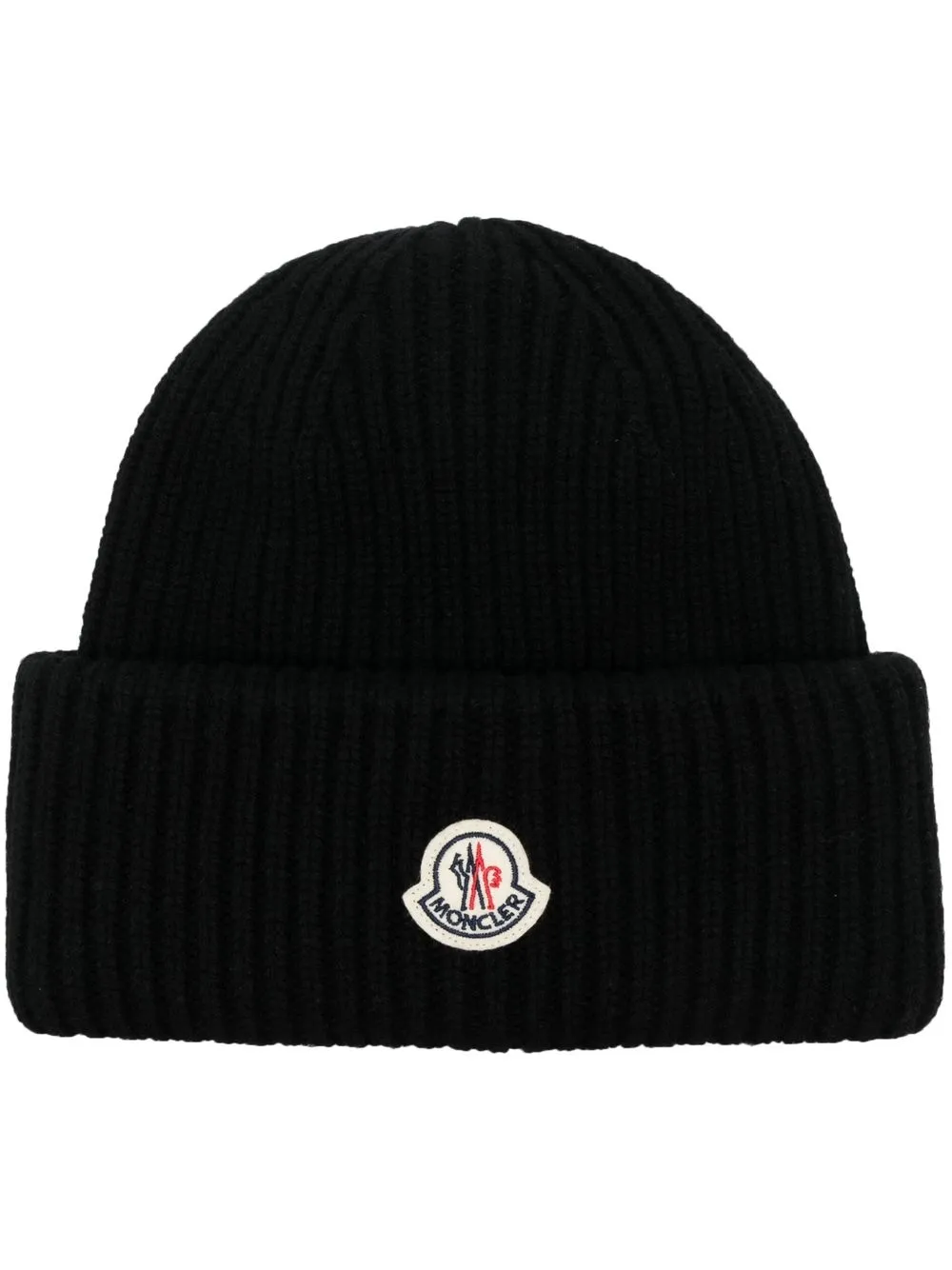 

Шапка бини в рубчик с нашивкой-логотипом MONCLER, черный
