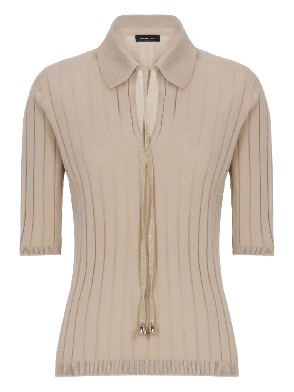 

Топ в рубчик с завязками Fabiana Filippi, бежевый
