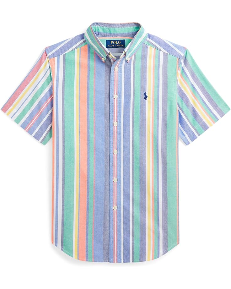

Рубашка Polo Ralph Lauren Kids Striped Cotton Oxford Short Sleeve Shirt, цвет Navy/Red Multi