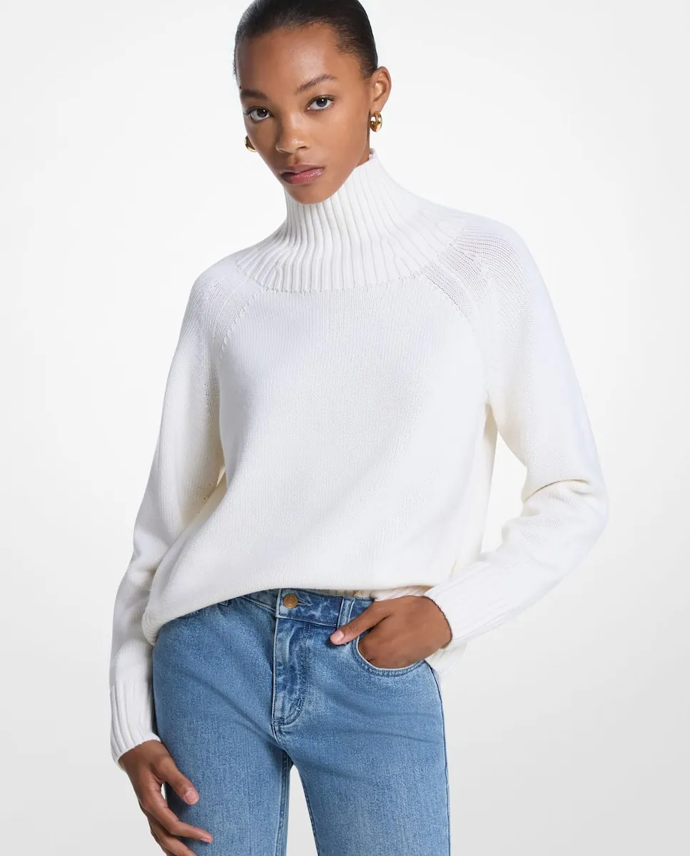 

Женский шерстяной свитер с высоким воротником Michael Michael Kors, белый