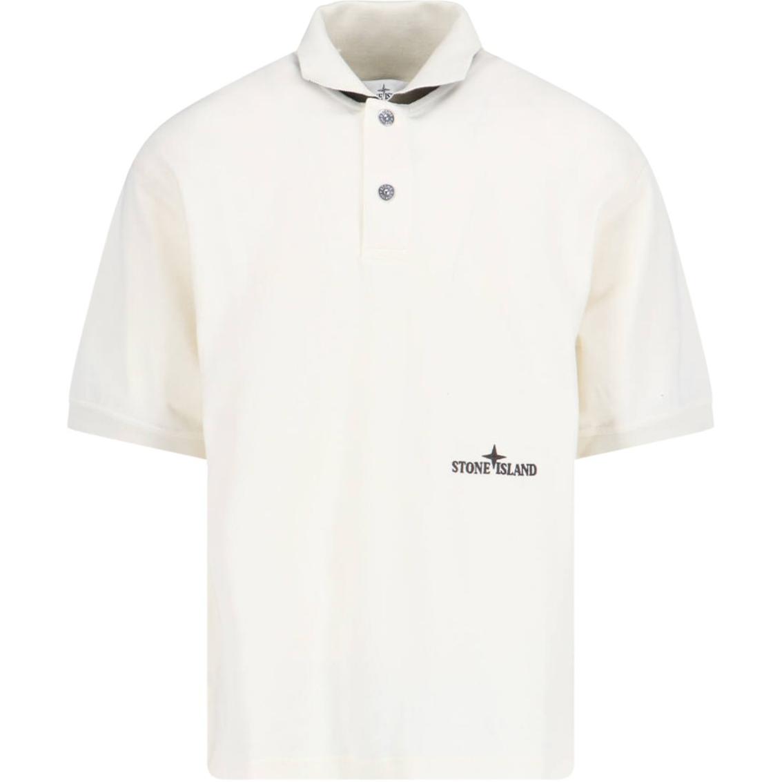

Поло с коротким рукавом и вышитым логотипом STONE ISLAND, белый