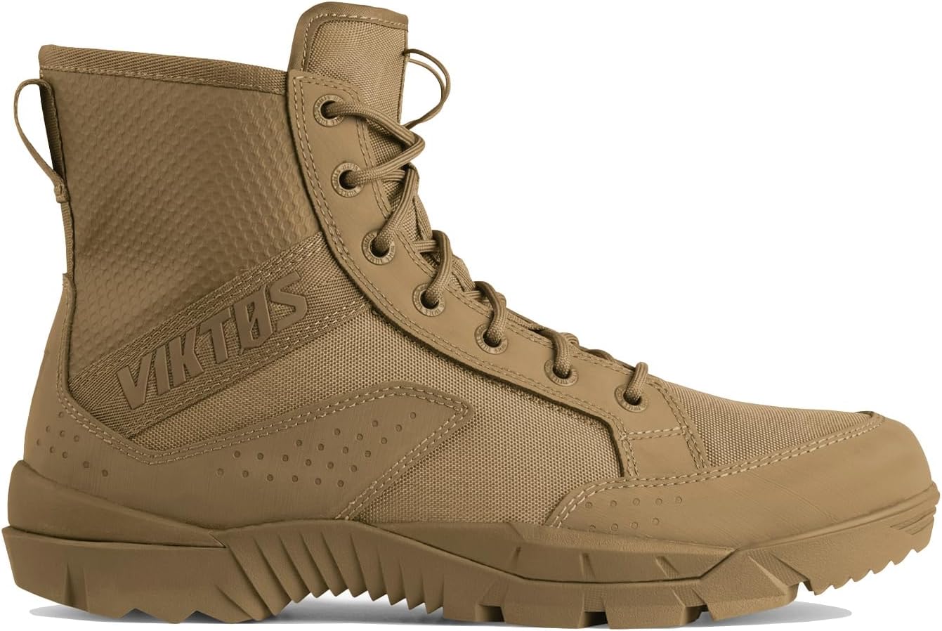 

Мужские тактические ботинки VIKTOS Johnny Combat OPS, Легкие водоотталкивающие боевые ботинки средней высоты с просторным передним отделением стопы, Dark Coyote
