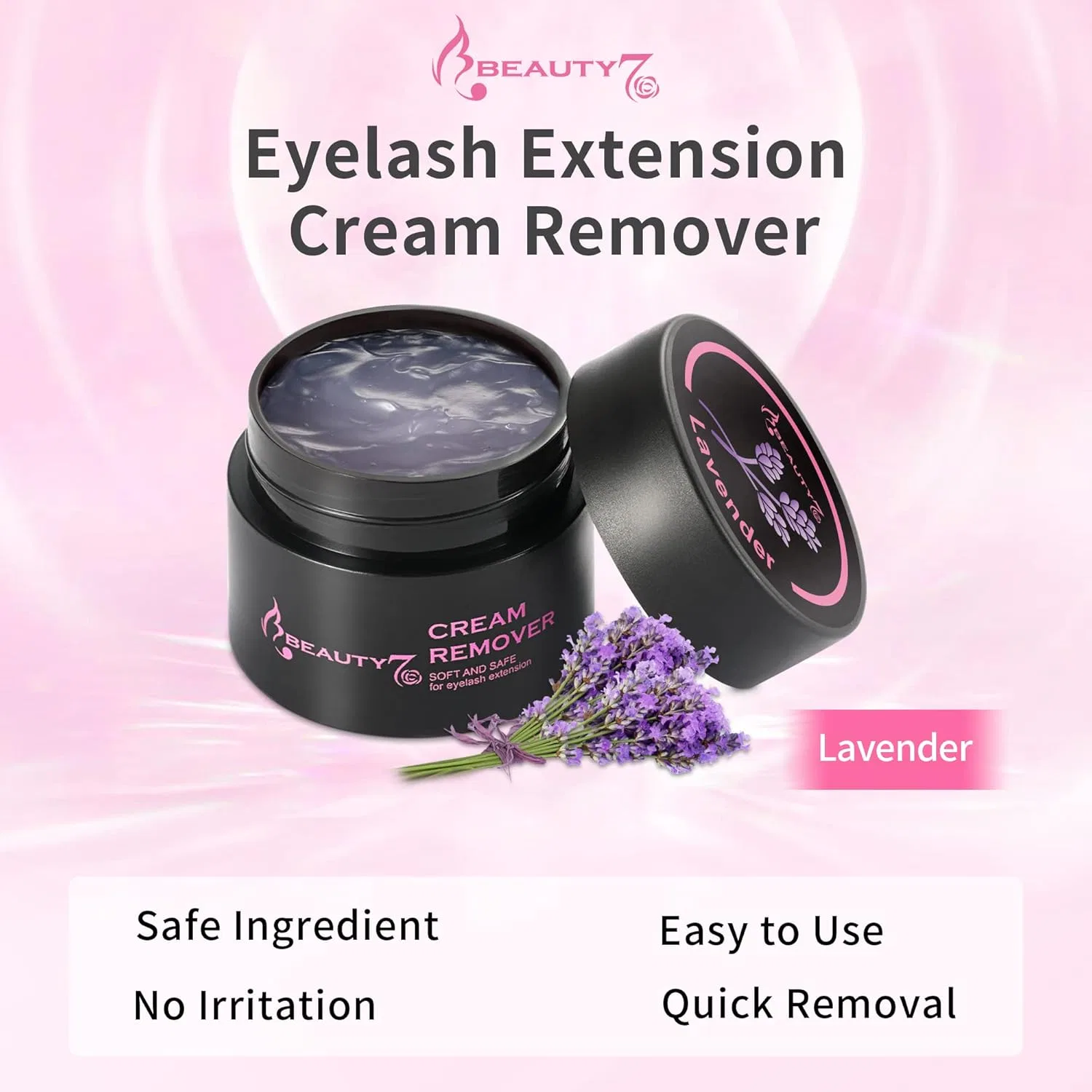 Крем-ремувер для наращенных ресниц Beauty7 с ароматом лаванды Beauty7, Purple — фото 3