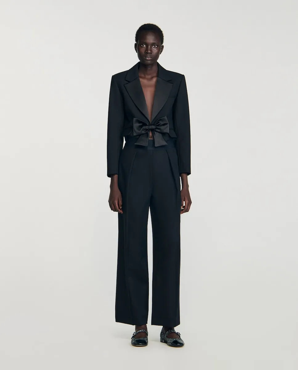 

Женские широкие брюки с эластичным поясом Sandro, черный