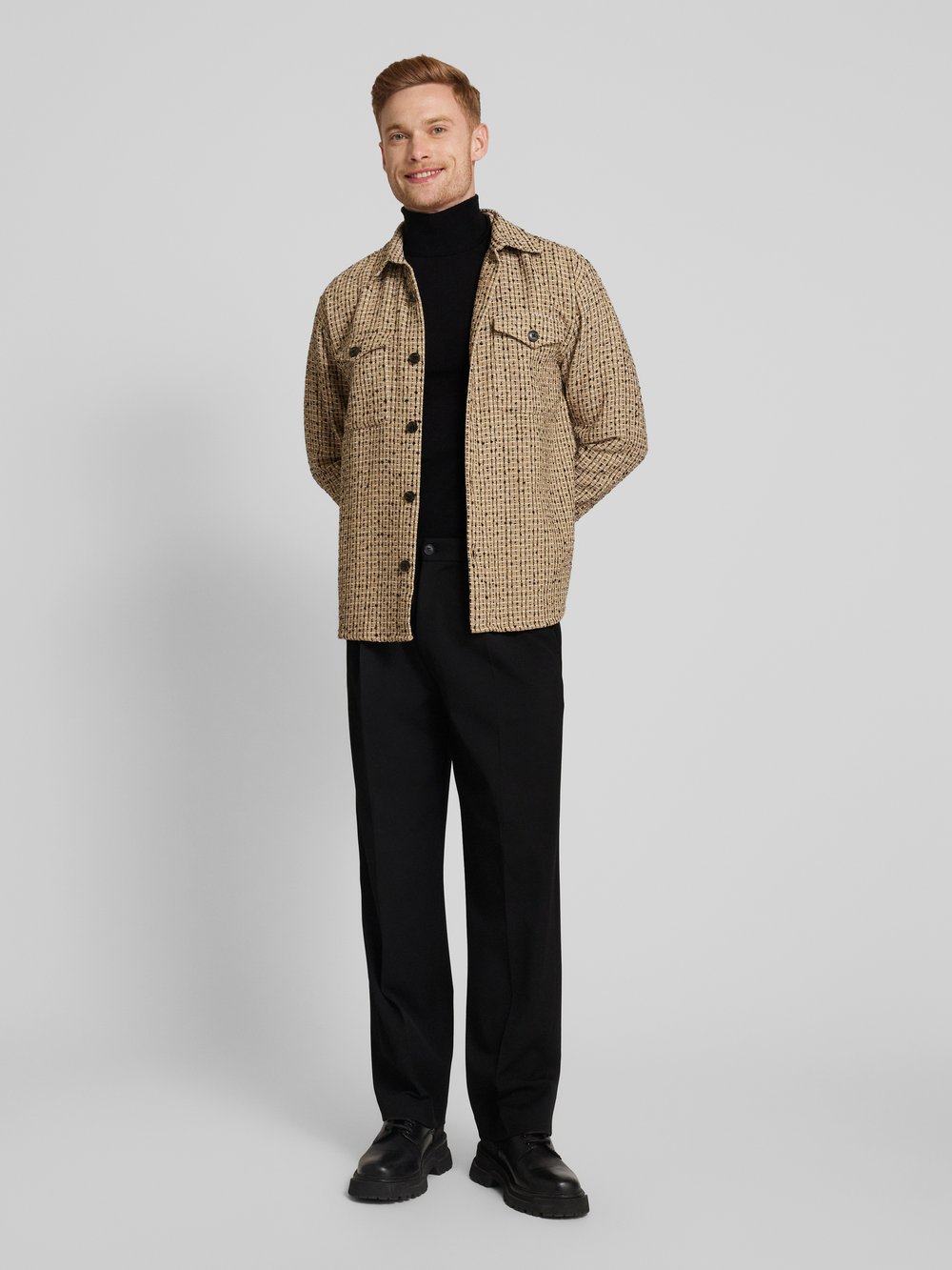 

Верхняя рубашка с фактурным рисунком, модель «BOXY-MASONBOUCLE» SELECTED HOMME, песочный