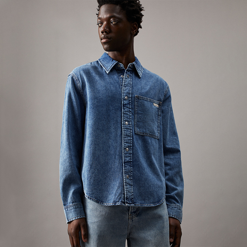 Calvin Klein Джинсовая куртка мужская светло-голубая, 1AA-Denim Light Blue — фото 4