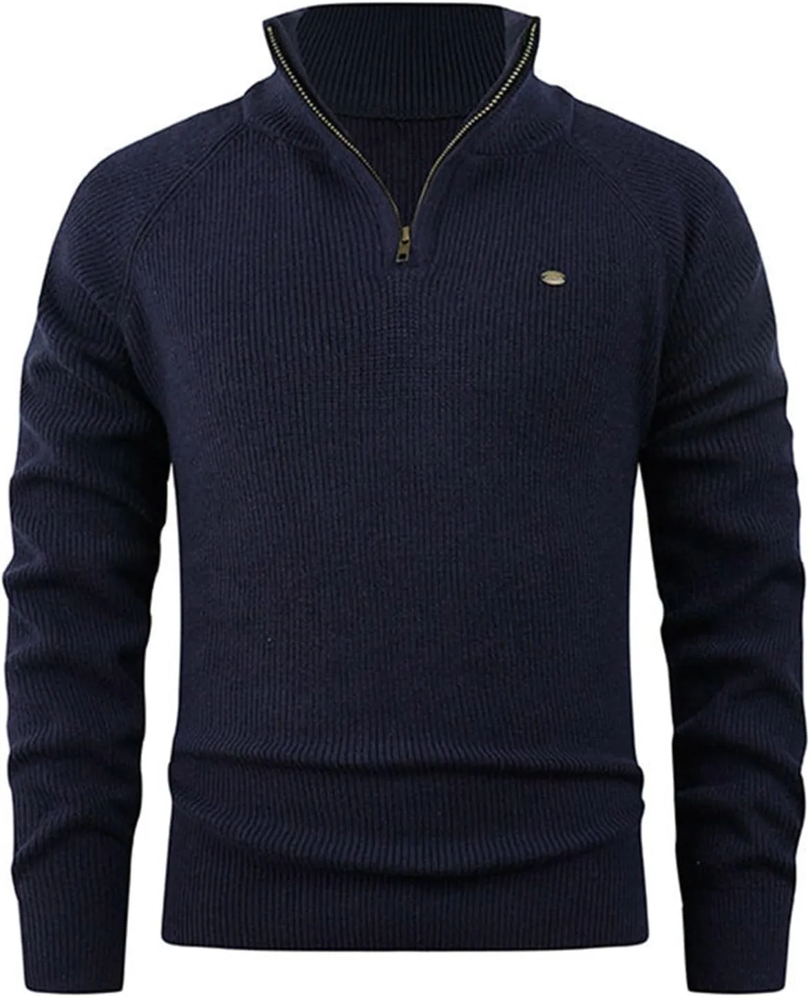 

Мужской свитер с четвертью молнии и воротником-стойкой в полоску, легкий, с длинными рукавами