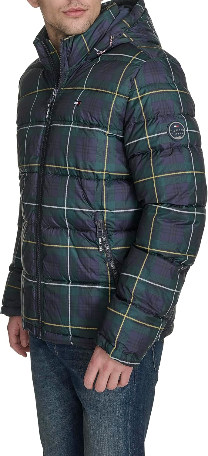 Мужская стеганая куртка с капюшоном Tommy Hilfiger (стандартная и для больших и высоких), Navy Plaid — фото 3