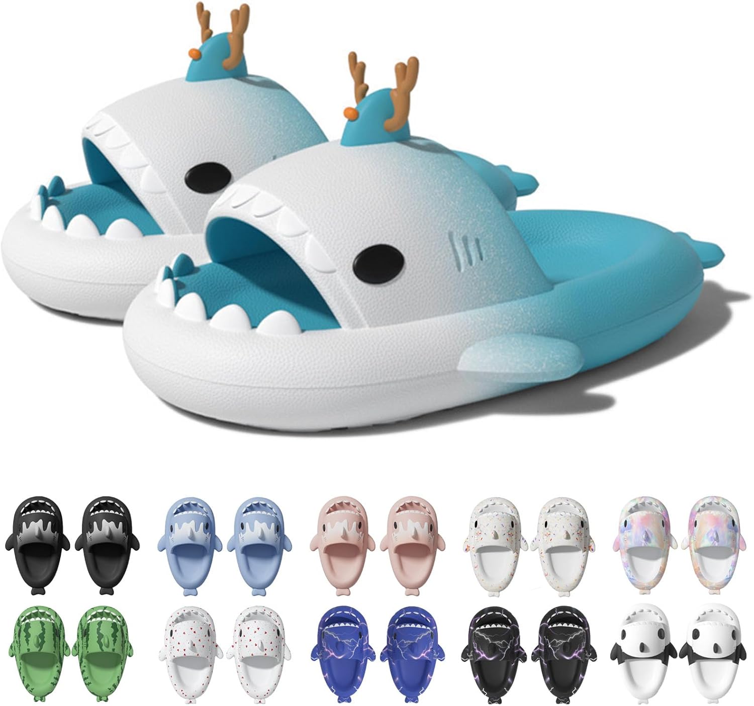 

Сланцы Jfxgjuv Ice Cream с акулой, сланцы с 3D забавными плавниками, унисекс сланцы с облаками и акулой, ЭВА сланцы с открытым носком для душа, бассейна, пляжа, белый/синий