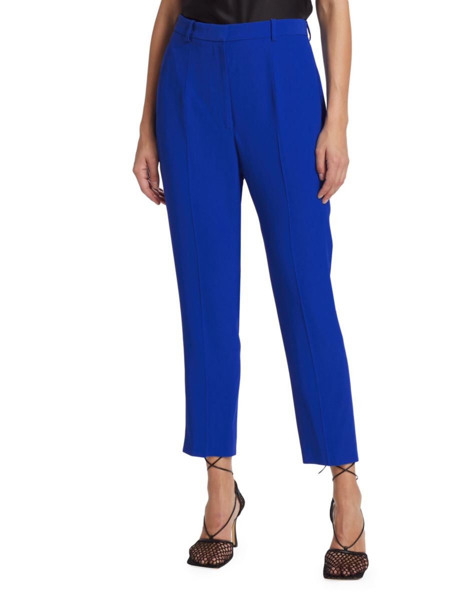 

Укороченные брюки-сигареты с высокой талией McQueen, цвет Ultramarine
