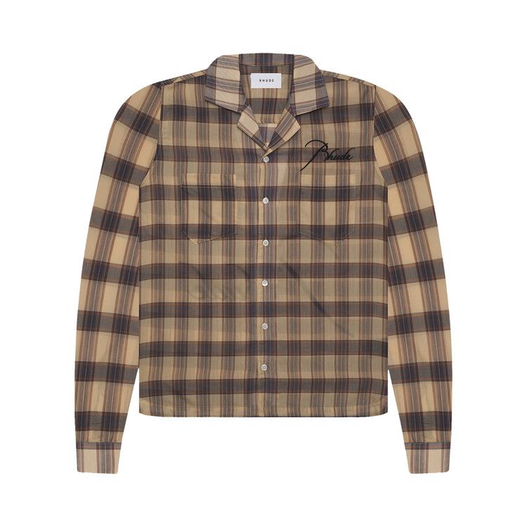 

Топ Rhude Sheer Plaid Button Down, Tan
