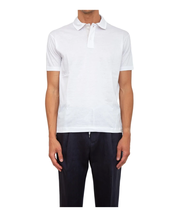 

Белая поло из лиоцелла с пуговицами. Paul & Shark, белый