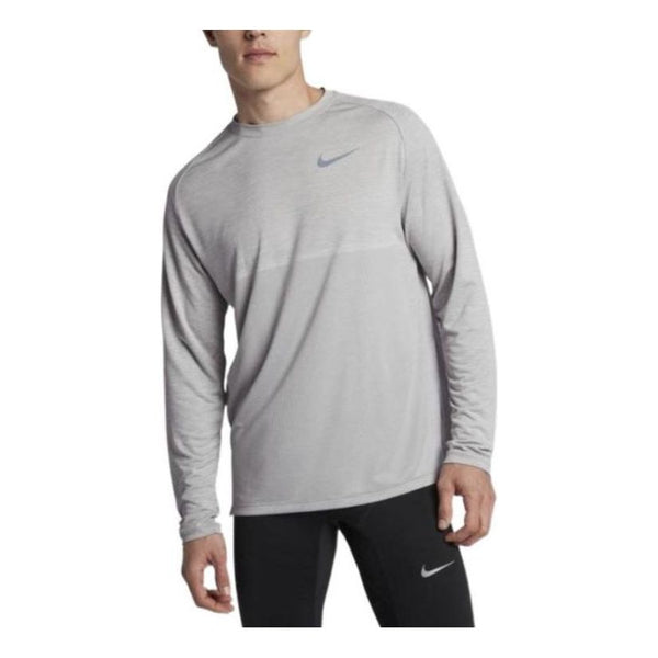 

Футболка Men's Nike Medalist Dry Chest Embroidered Logo Round Neck Long Sleeves Gray T-Shirt, серый