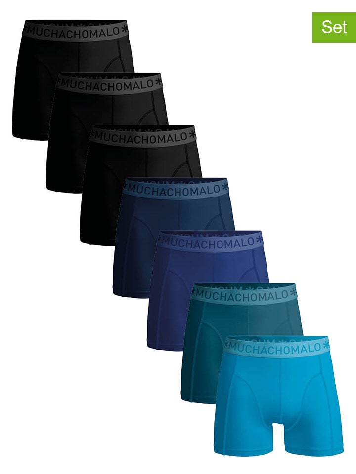 

Muchachomalo Комплект из 7 штук: боксерские трусы темно-синего/синего/черного цвета