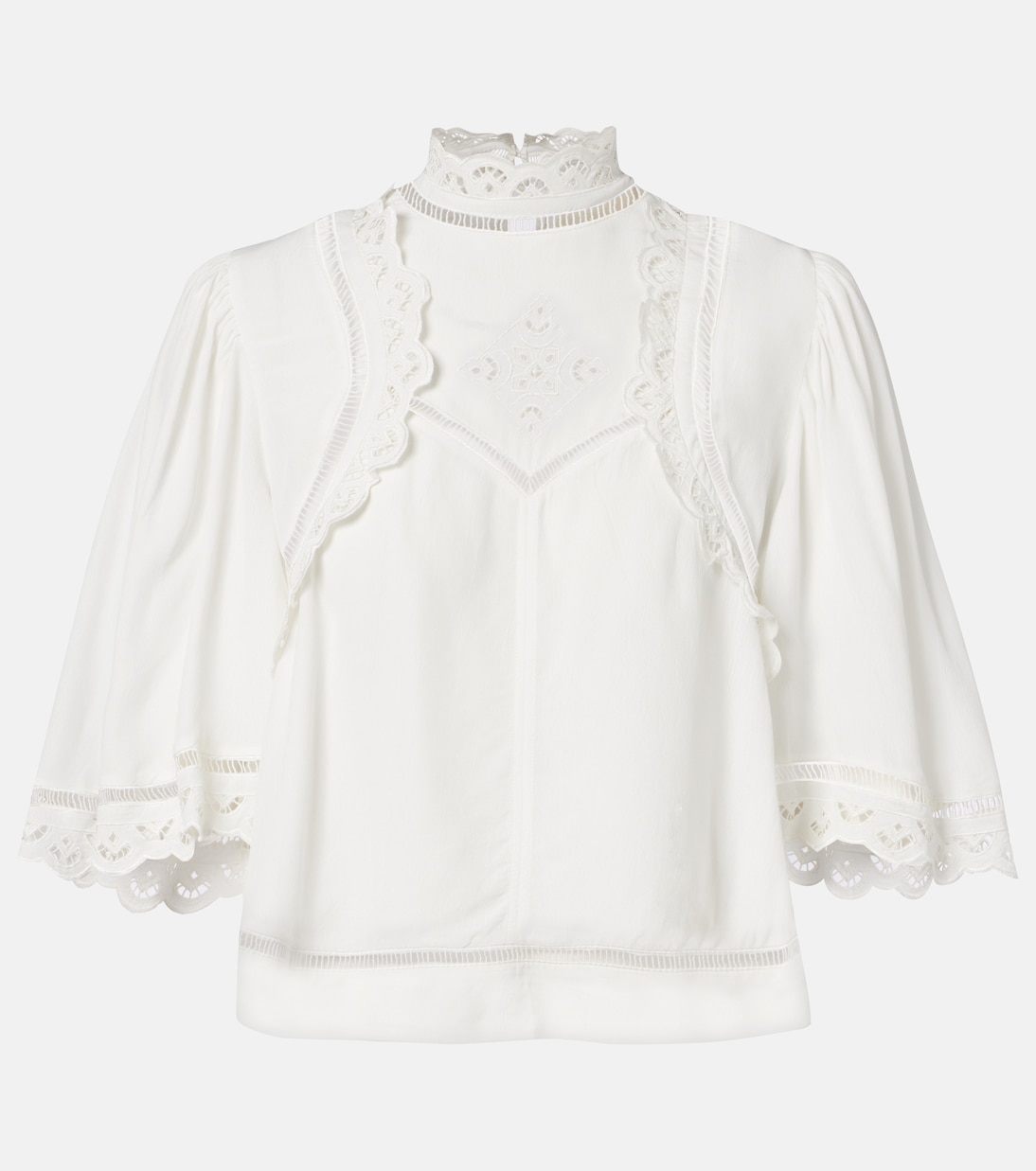 

Французский топ с английской вышивкой креп Isabel Marant, белый