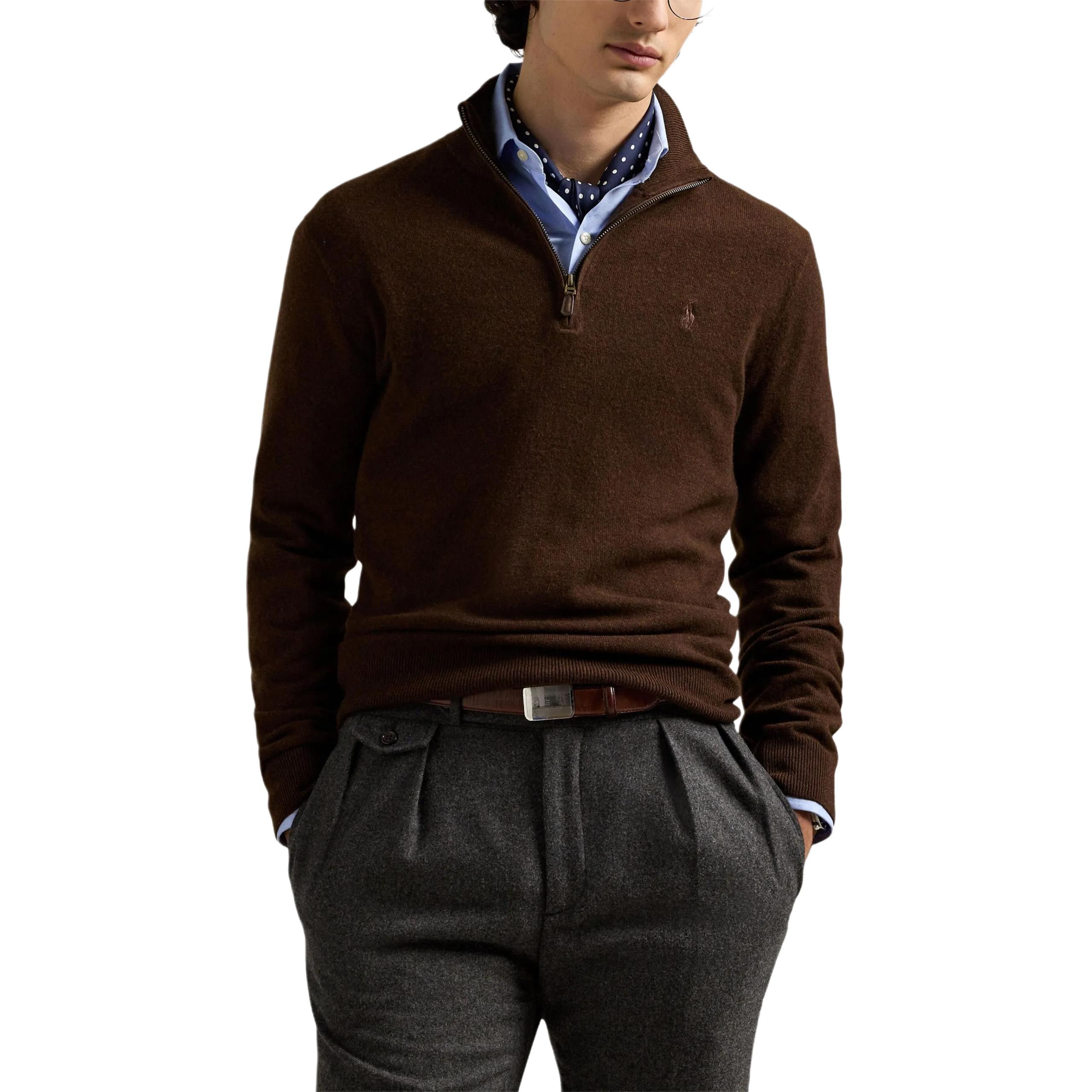 Polo Ralph Lauren Пуловер из мериносовой шерсти с застежкой-молнией до середины груди — фото 3
