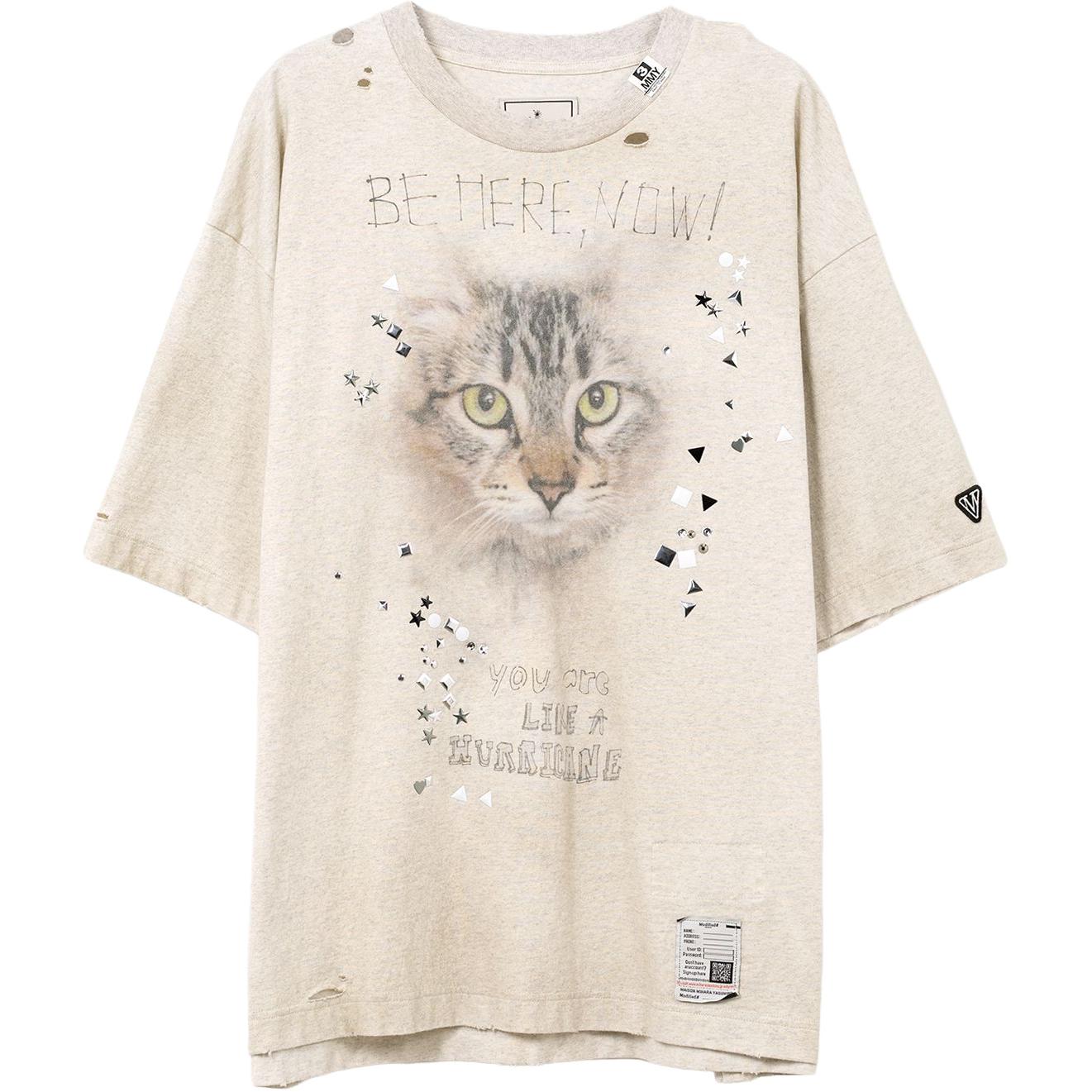 

Футболка с принтом кошки в стиле distressed Maison Mihara Yasuhiro, серый