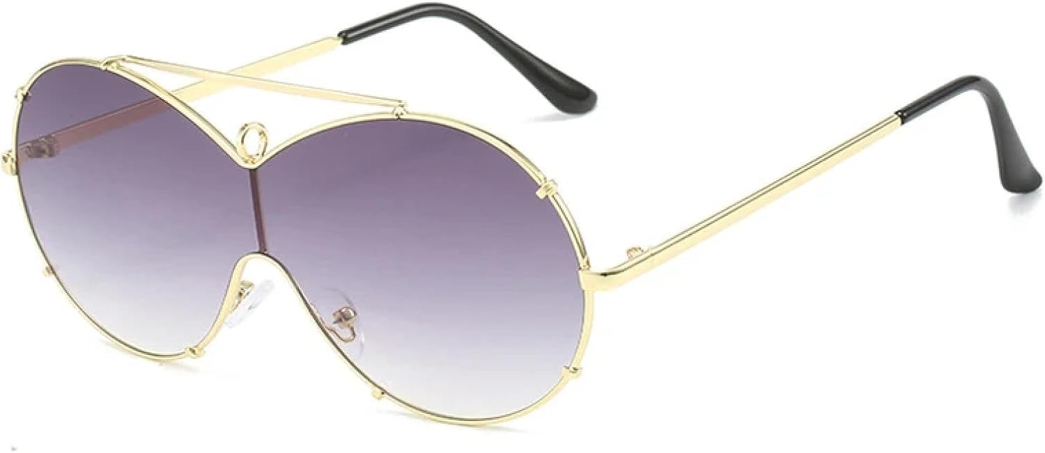 

Классические солнцезащитные очки для женщин и мужчин, модные цельные очки в большой оправе, очки для вождения на открытом воздухе, защита от УФ-излучения UV400 TKKTLLT, Gold Gradient Gray