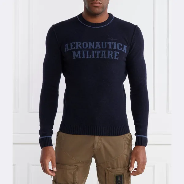 

Шерстяной свитер обычного кроя Aeronautica Militare, синий