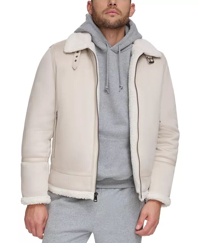 

Мужская классическая куртка-бомбер из искусственной овчины B-3 Calvin Klein, серый