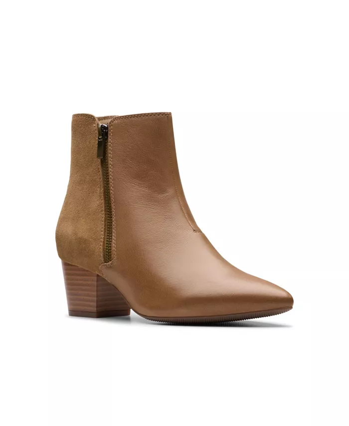 Женские полусапоги Clarks Ellanie Vibe кожаные с острым носом, коричневый