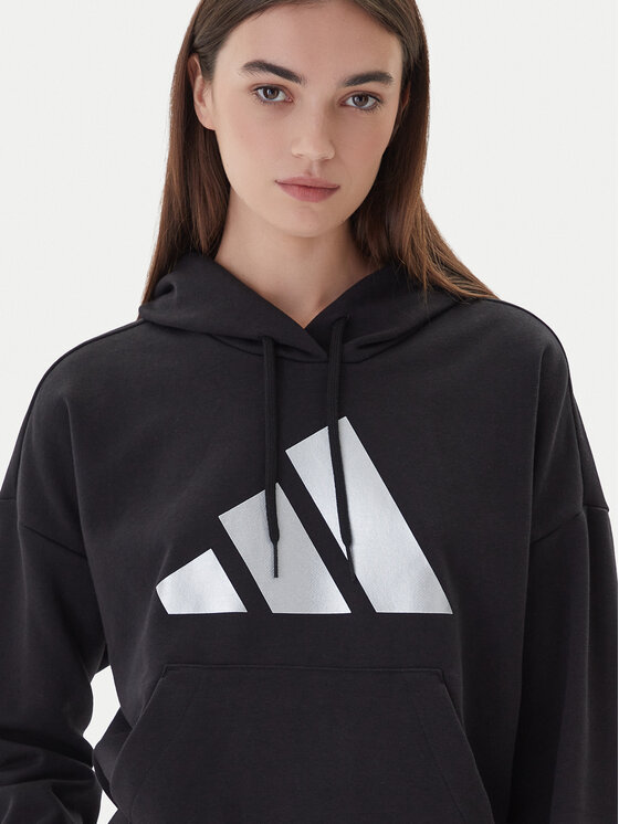 Свитшот regular fit Holiday Metallic Graphic JV8526 Adidas, черный — фото 4
