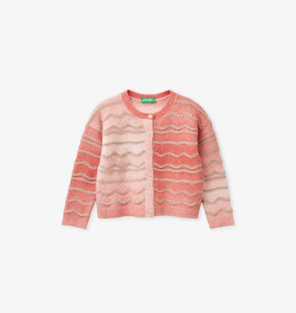 

Вязаный кардиган с эффектом омбре и узором Lurex-Stitch 18 месяцев - 6 лет Benetton, мультиколор