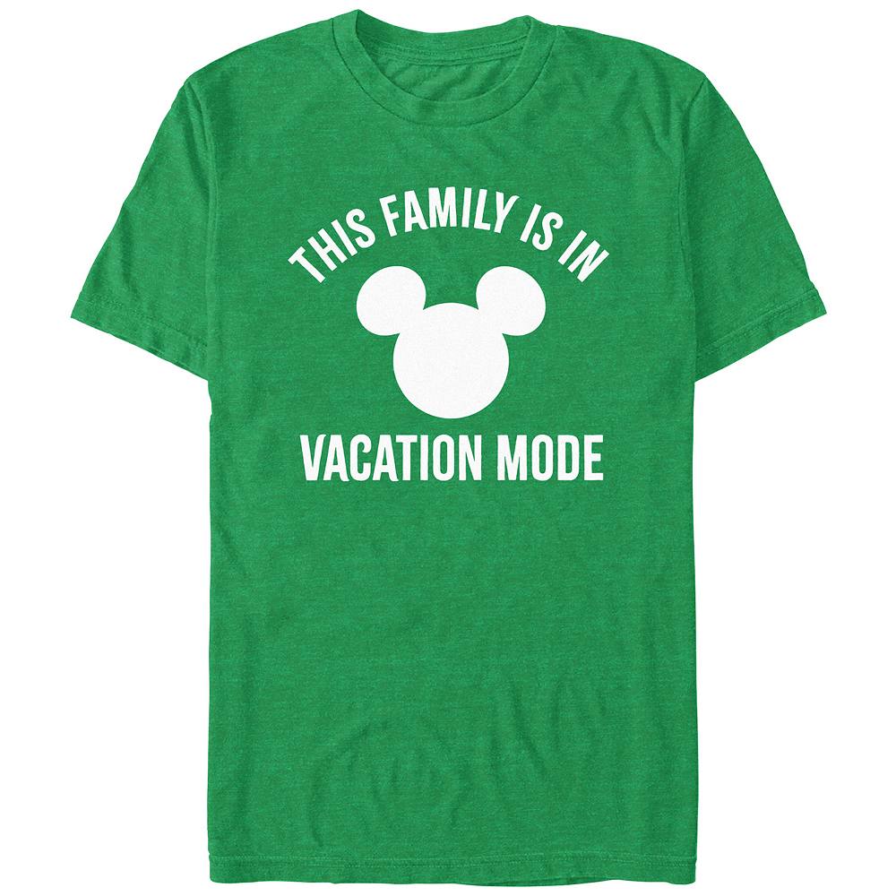 

Мужская футболка Disney's This Family Is In Vacation Mode с логотипом Микки Хэда Licensed Character, цвет Kelly Heather