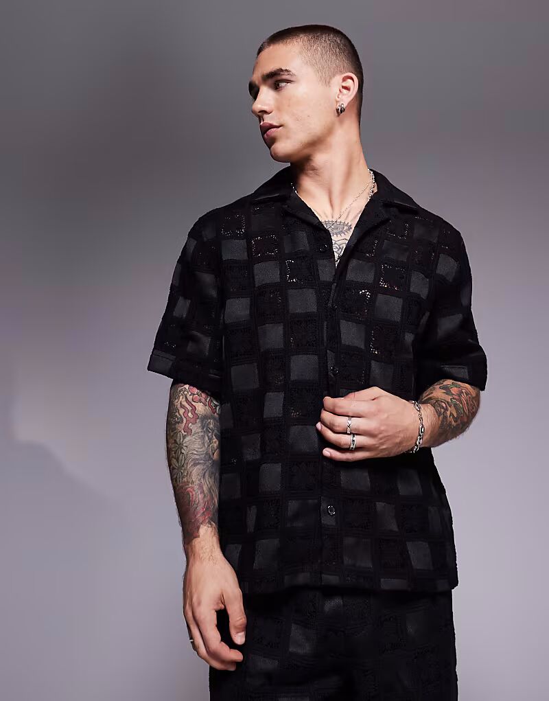 

Рубашка-косичка ASOS DESIGN премиум-класса черного цвета