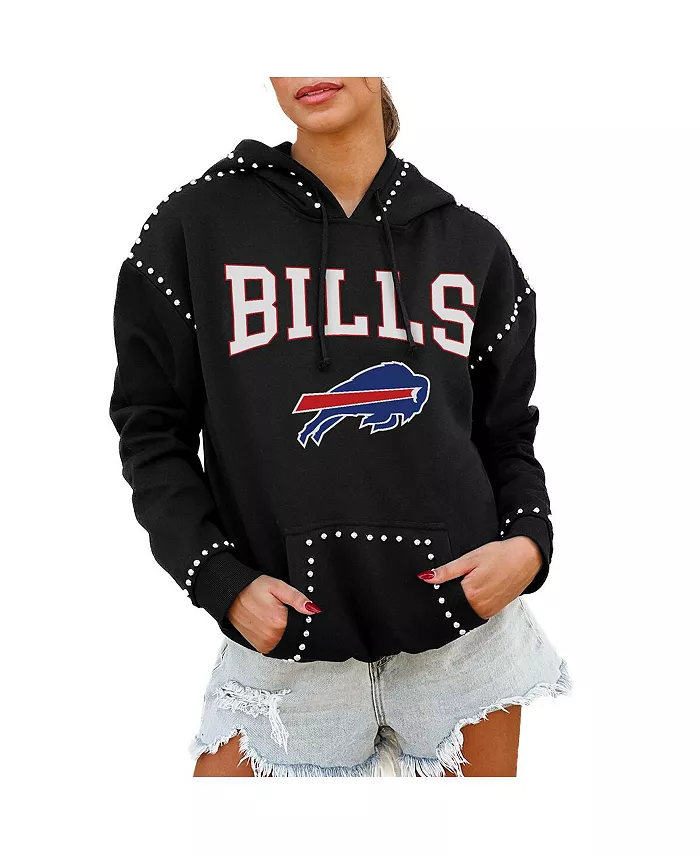 

Женская черная толстовка с капюшоном Buffalo Bills Catch the Vibe с заклепками Gameday Couture