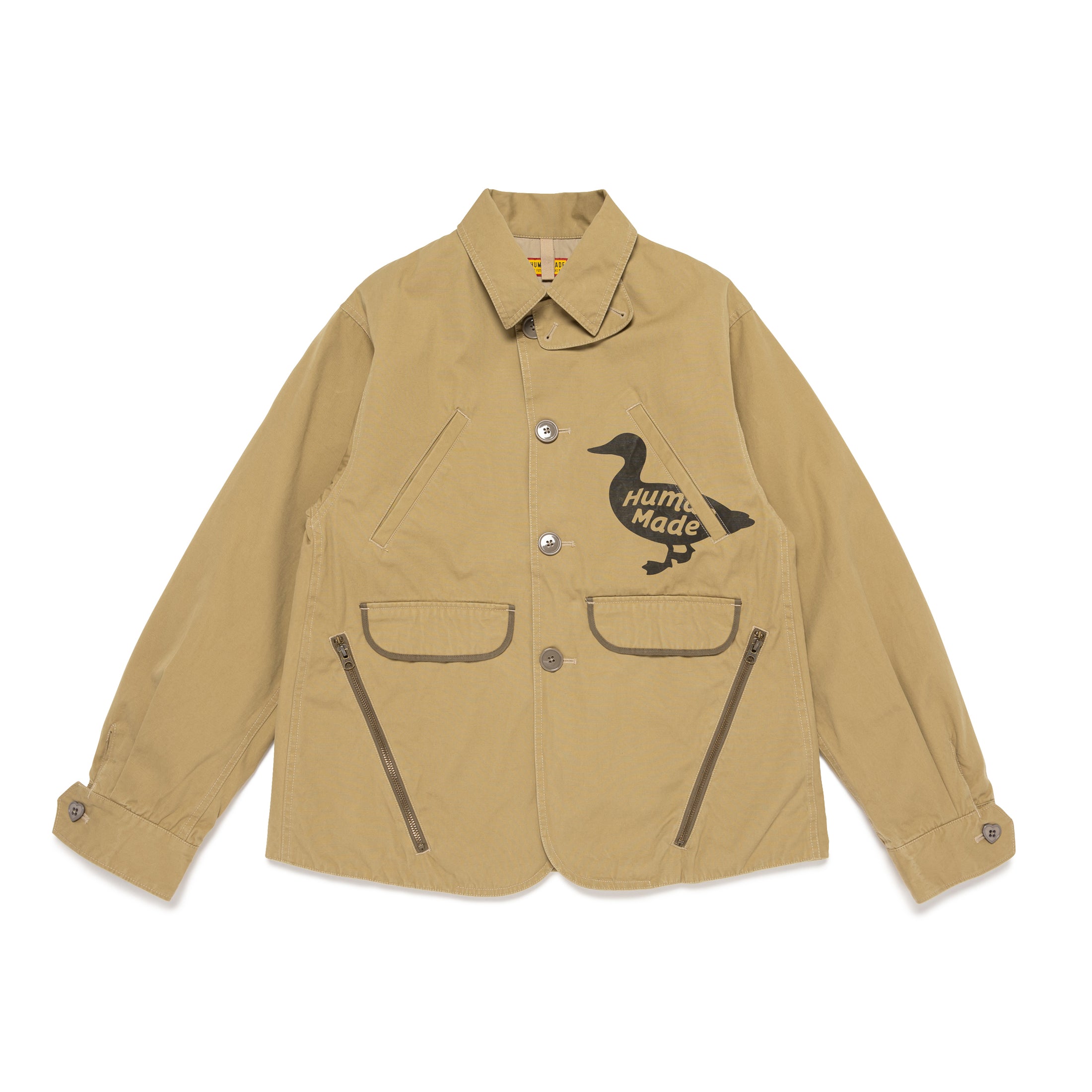 

HUMAN MADE Куртка на пуговицах с утиным принтом, Beige