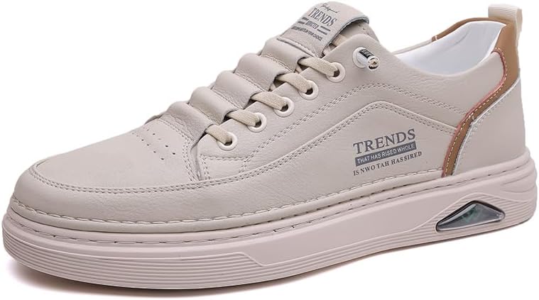 

Мужские модные повседневные кроссовки из натуральной кожи, удобные низкие плоские туфли для вождения, мужская обувь для прогулок Lhyxu, бежевый