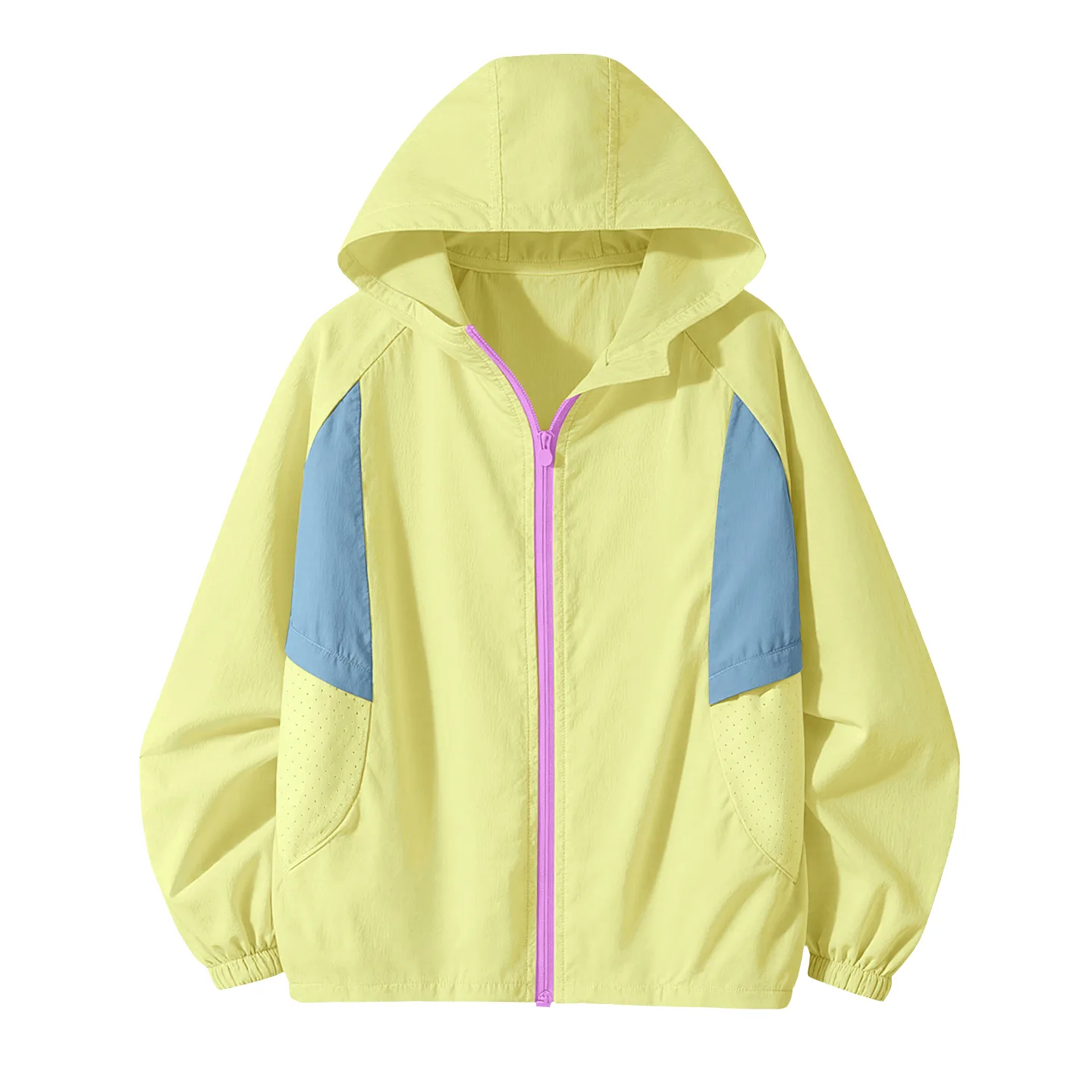 Детская одежда с защитой от солнца с капюшоном, тонкая и дышащая Disney, Solid Color Yellow