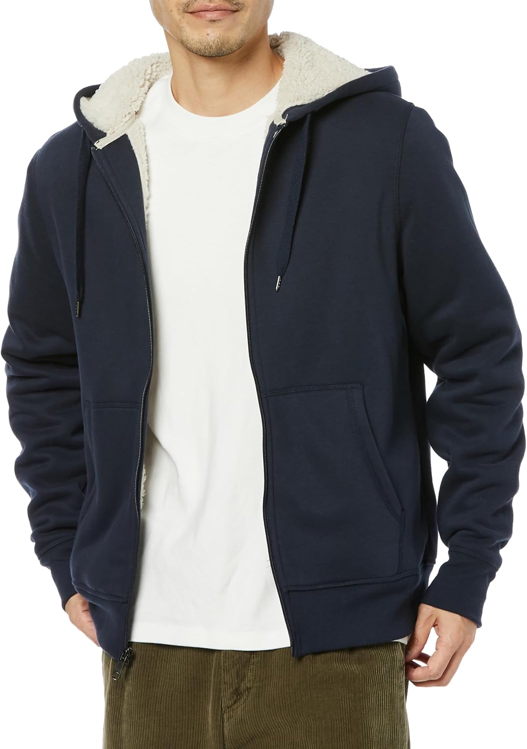 

Мужская толстовка на молнии Amazon Essentials, с подкладкой из искусственной овчины, флисовая, темно-синий