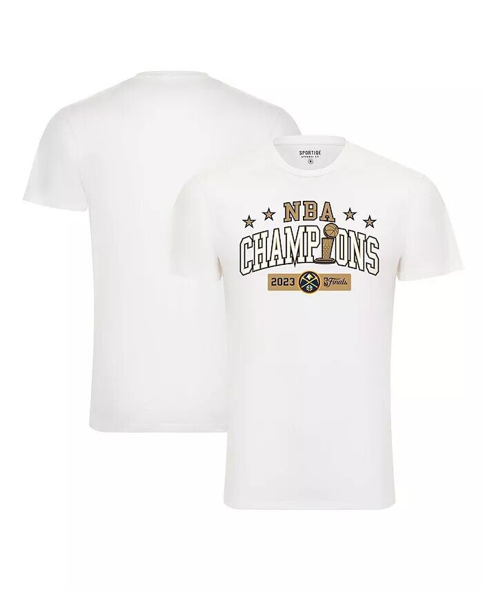 

Мужская и женская белая футболка Denver Nuggets 2023 NBA Finals Champions Bingham Premium Sportiqe