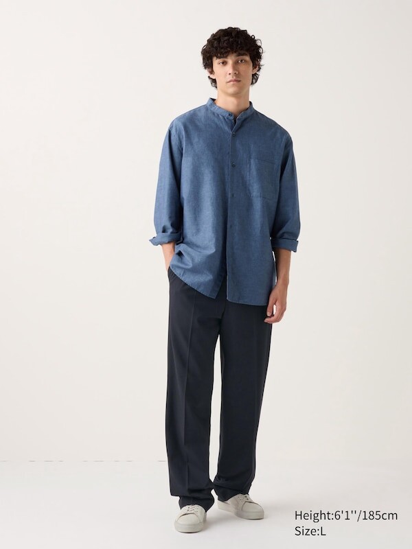 

Широкие брюки в складку длинные Uniqlo, синий