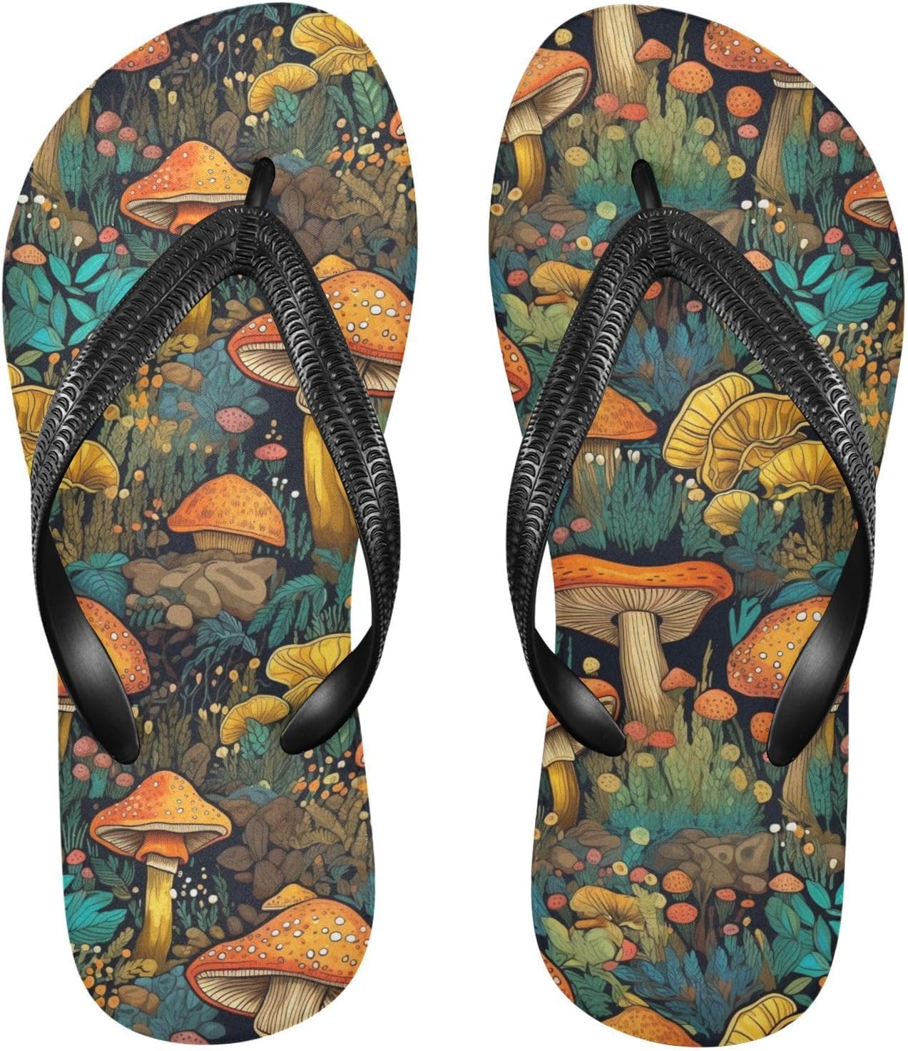

Женские шлепанцы YMGQYJ, повседневные летние сандалии, мужские шлепанцы для пляжа и отдыха на открытом воздухе - крупный план, набор с принтом грибов, Multicolor