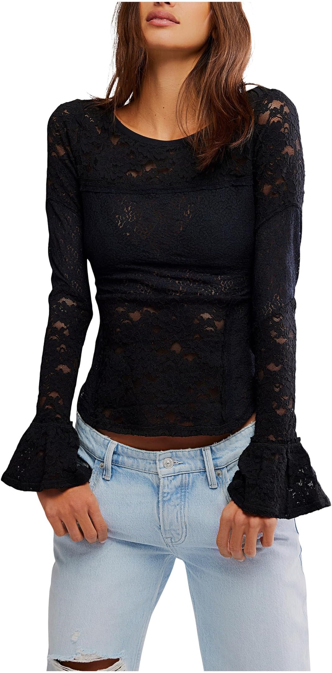 

Лонгслив Free People Lace Layering Long Sleeve, черный