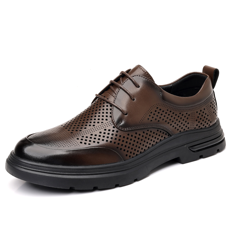 

POPULAR ROUSE PR Коричневые мужские кеды с перфорацией, цвет Brown Cut-Out