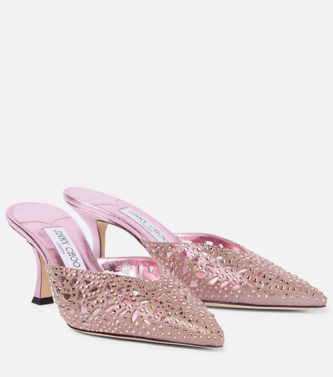 Замшевые мюли Solar 70 с лазерной отделкой Jimmy Choo, розовый