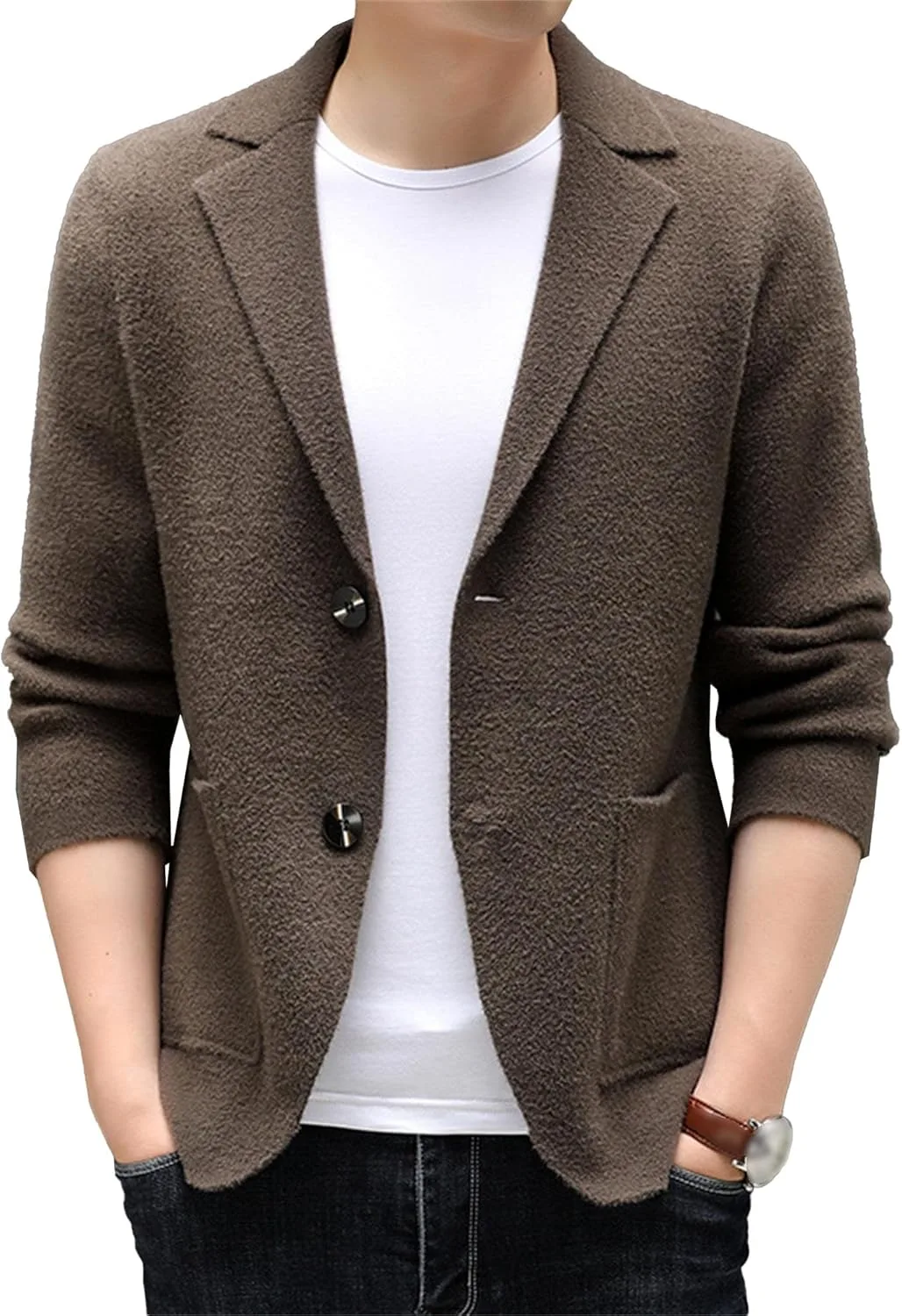 

Мужской кардиган с вырезом под горло, легкая спортивная куртка с карманами