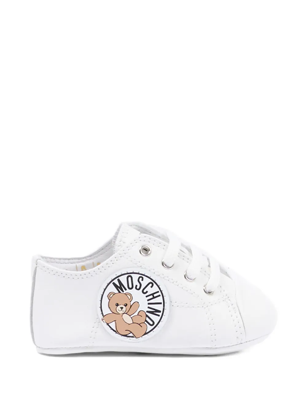 Пинетки с нашивкой-логотипом Moschino Kids, белый — фото 2