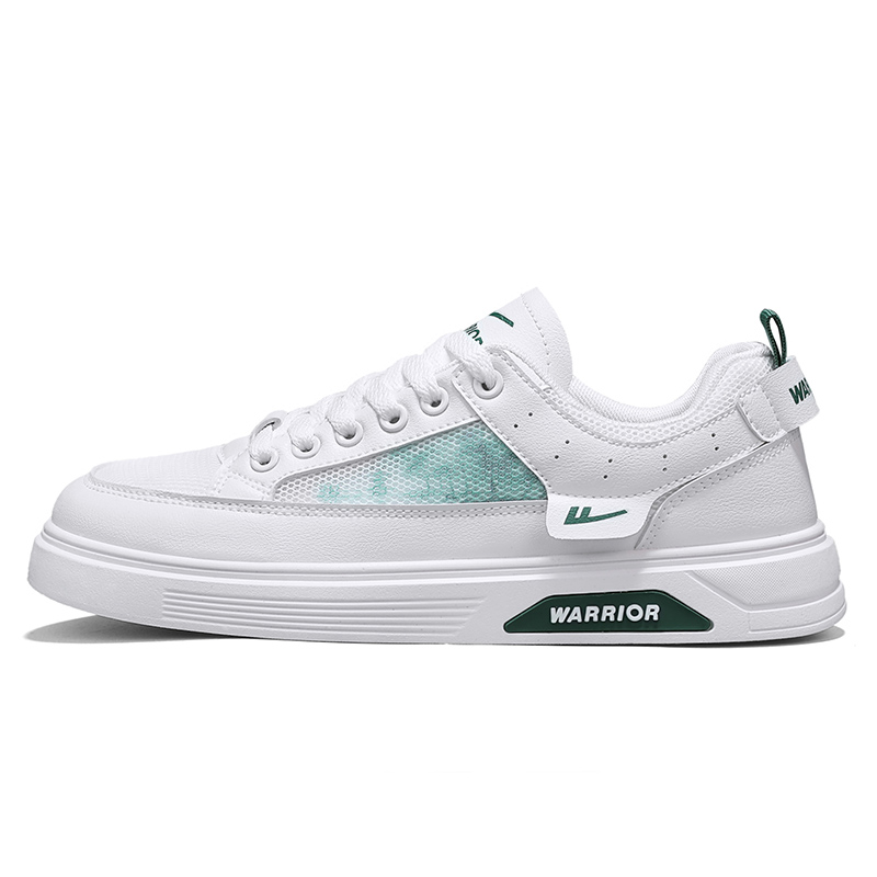 

WARRIOR Кроссовки для скейтбординга Coverage, износостойкие, легкие, дышащие, нескользящие, с низким верхом, мужские, белые, зеленые