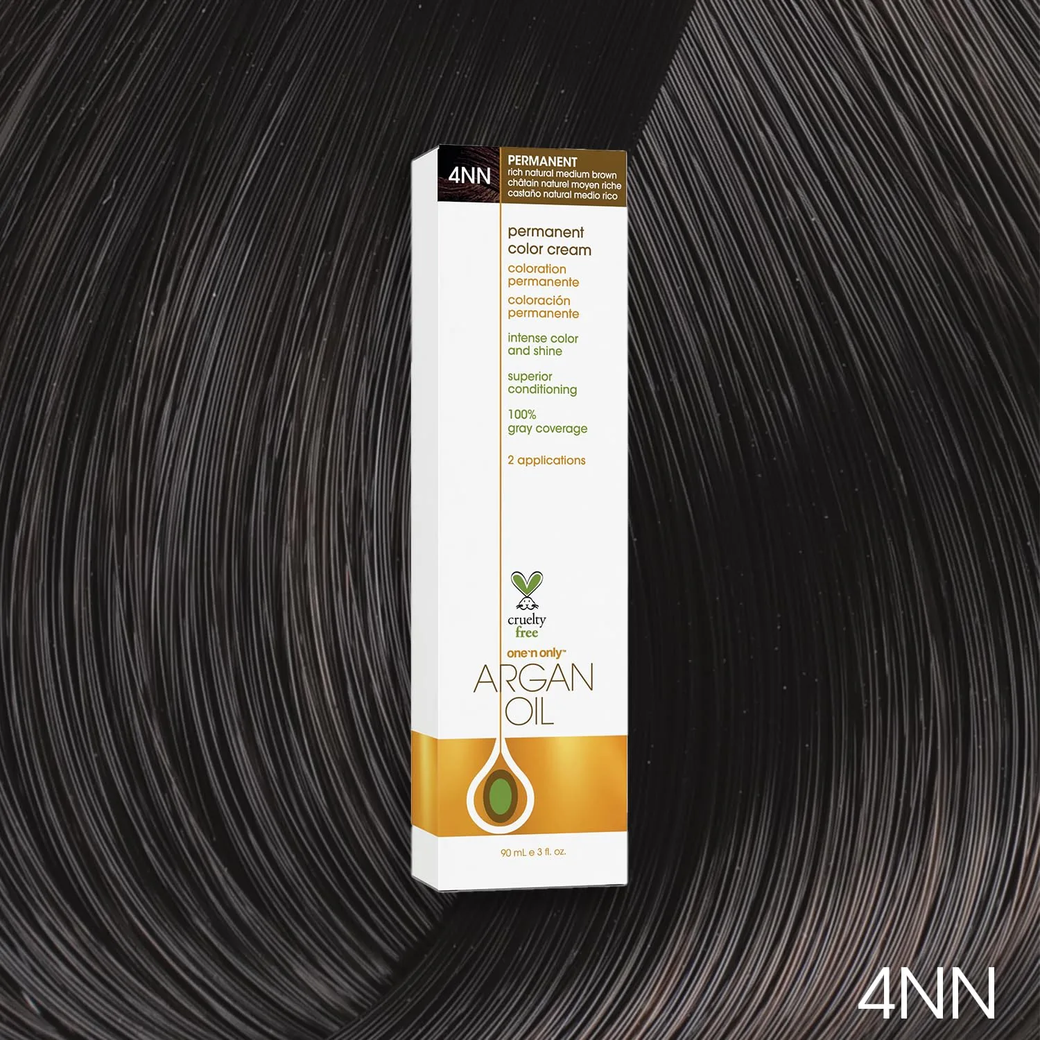 One N' Only Permanent Hair Color - стойкая краска для волос с аргановым маслом, насыщенные тона, маскирует седину, увлажняет и укрепляет волосы, 4NN Rich Natural Medium Brown (85 г) One 'N Only, 4NN Rich Natural Medium Brown — фото 2