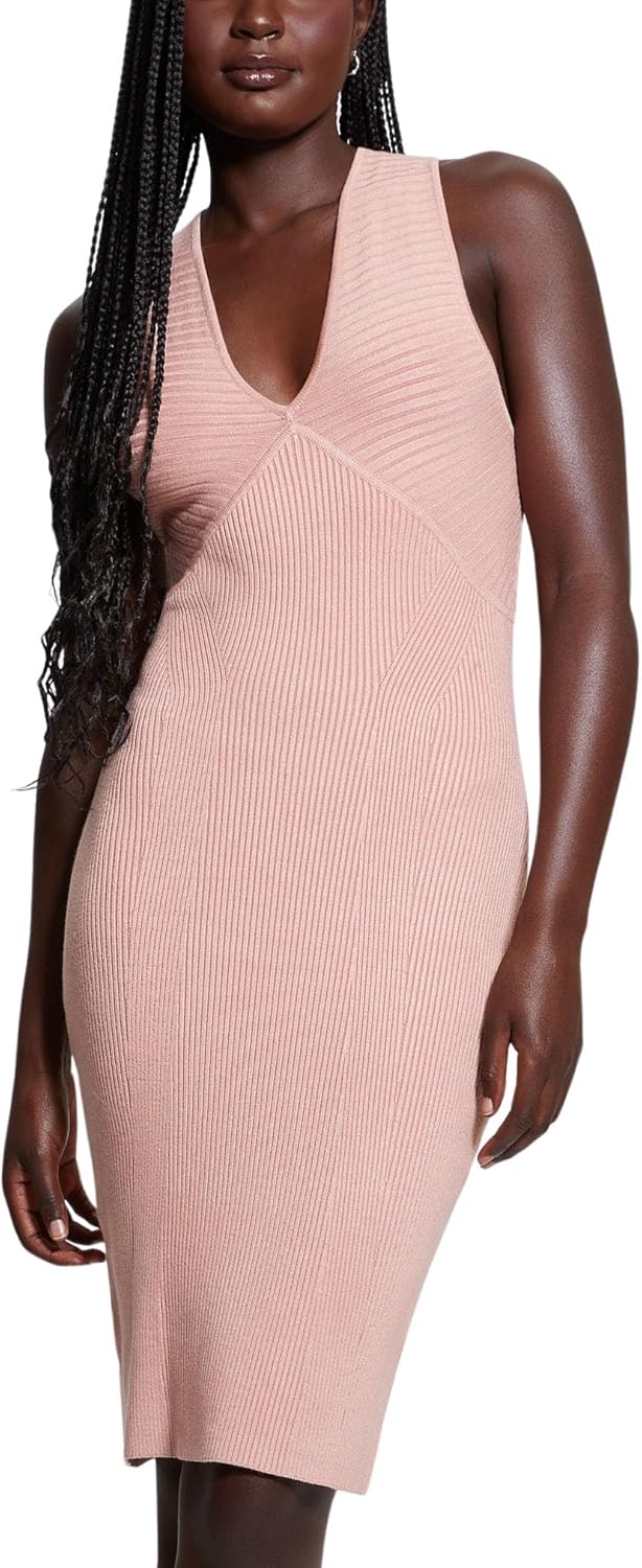 

GUESS женское бесшовное ребристое миди-платье-свитер Carista, Satin Rose