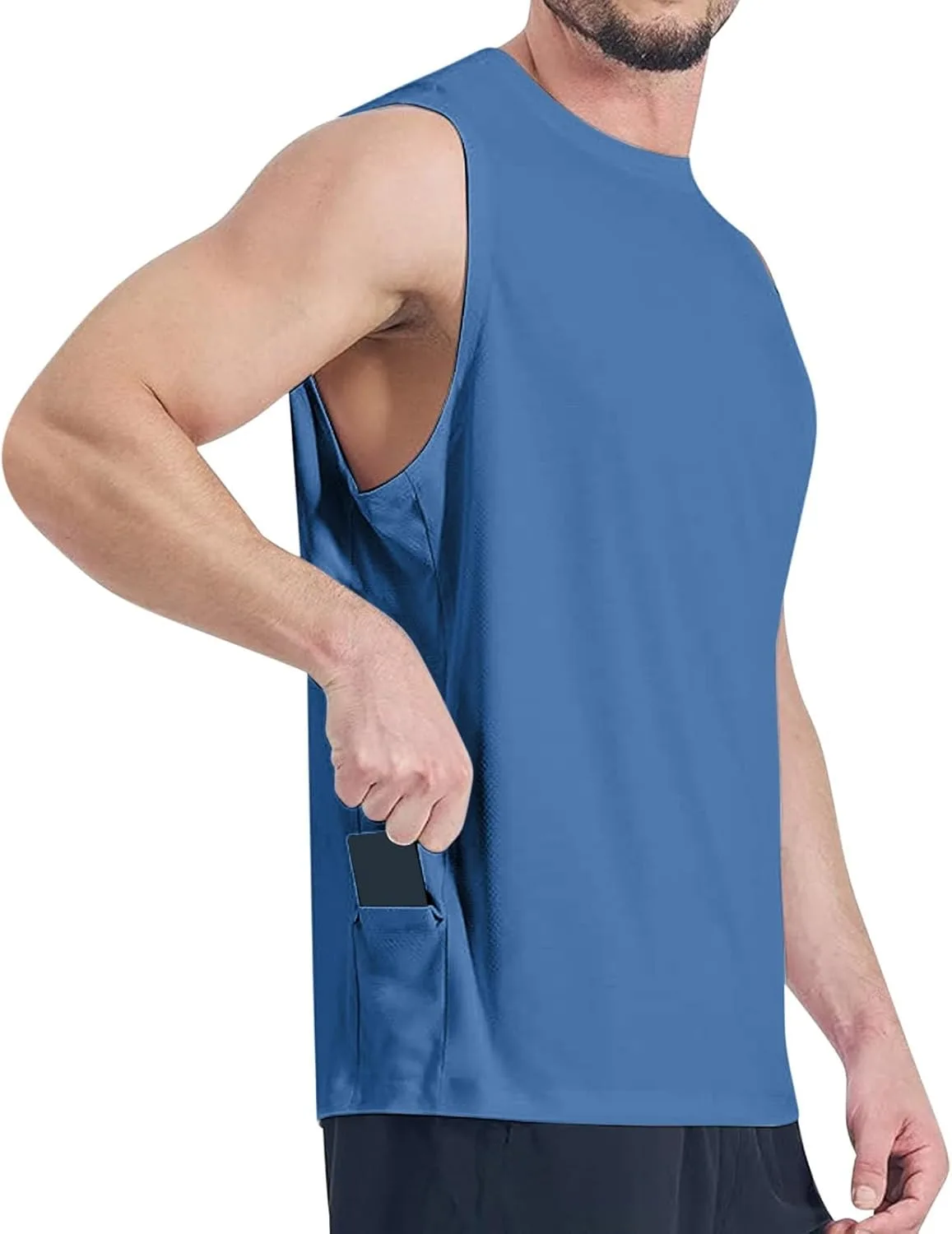 

Мужской майка Muscle Cut Off для тренировок в зале, с карманом